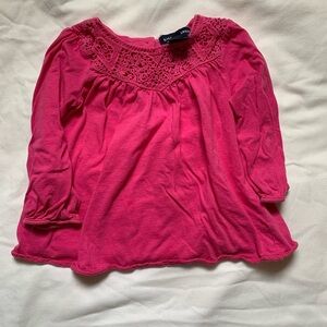 Ralph Lauren. 12 m. Pink long sleeve top. Lace detail at neck.